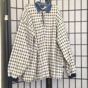 Structure Blue Stripe Platted Long Sleeve